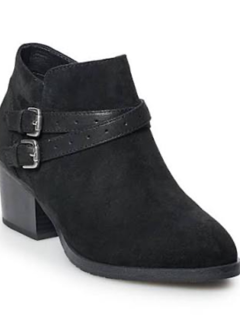 NWT Sonoma black ankle boots faux suede Esme 10 block heel buckle fall winter